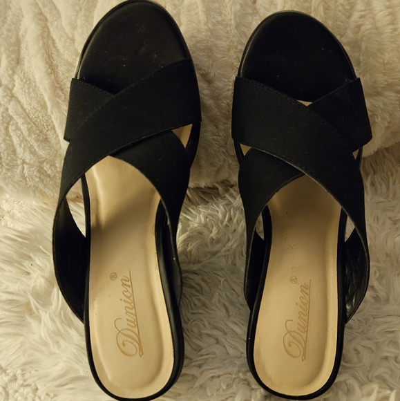 DUNION 4" Inch Wedged Sexy Black Heels in Box - Picture 4 of 7